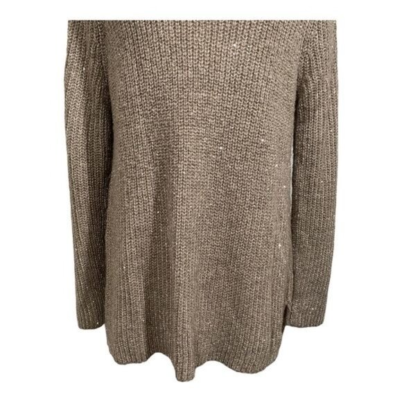 Chico’s Size 1 (M) Brown Chunky Knit Mock Neck Sequin Sweater ✨ Cozy Fall - Picture 6 of 9